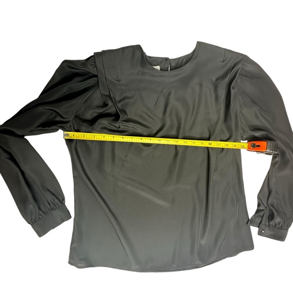 Vintage 80’s Eva Laurel NY Satin Black Blouse 14 - Picture 10 of 12